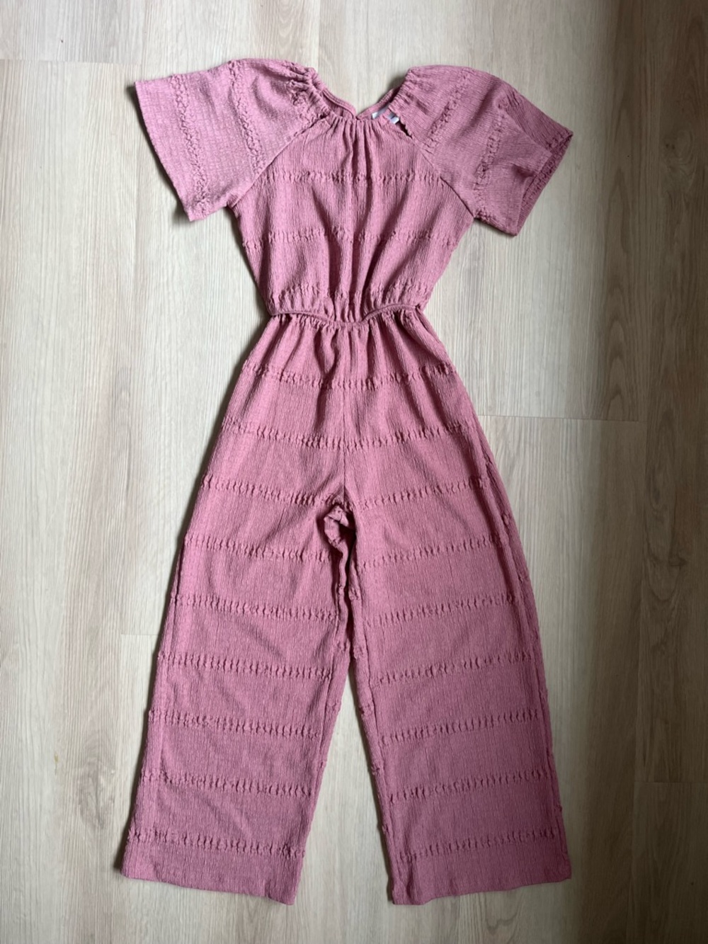 Zara Girls Pink Short-Sleeve Wide Leg Jumpsuit
